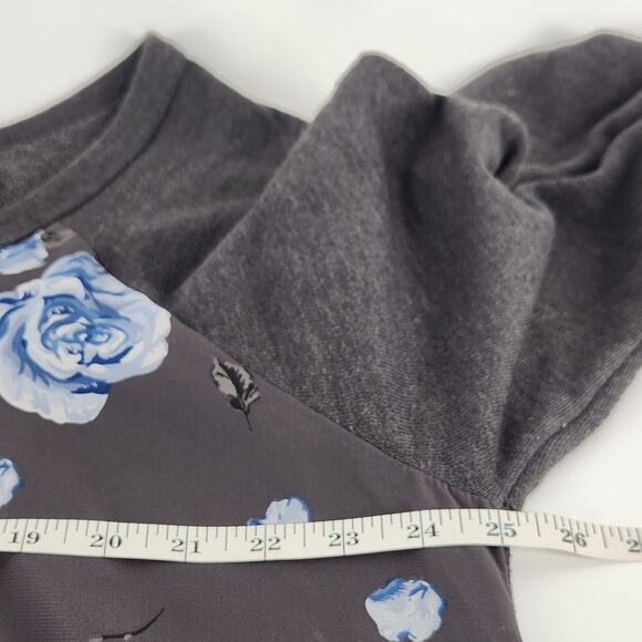Torrid Raglan Sweatshirt Chiffon Front Size 2X Gray Blue Floral Cozy Luxe - Picture 8 of 9